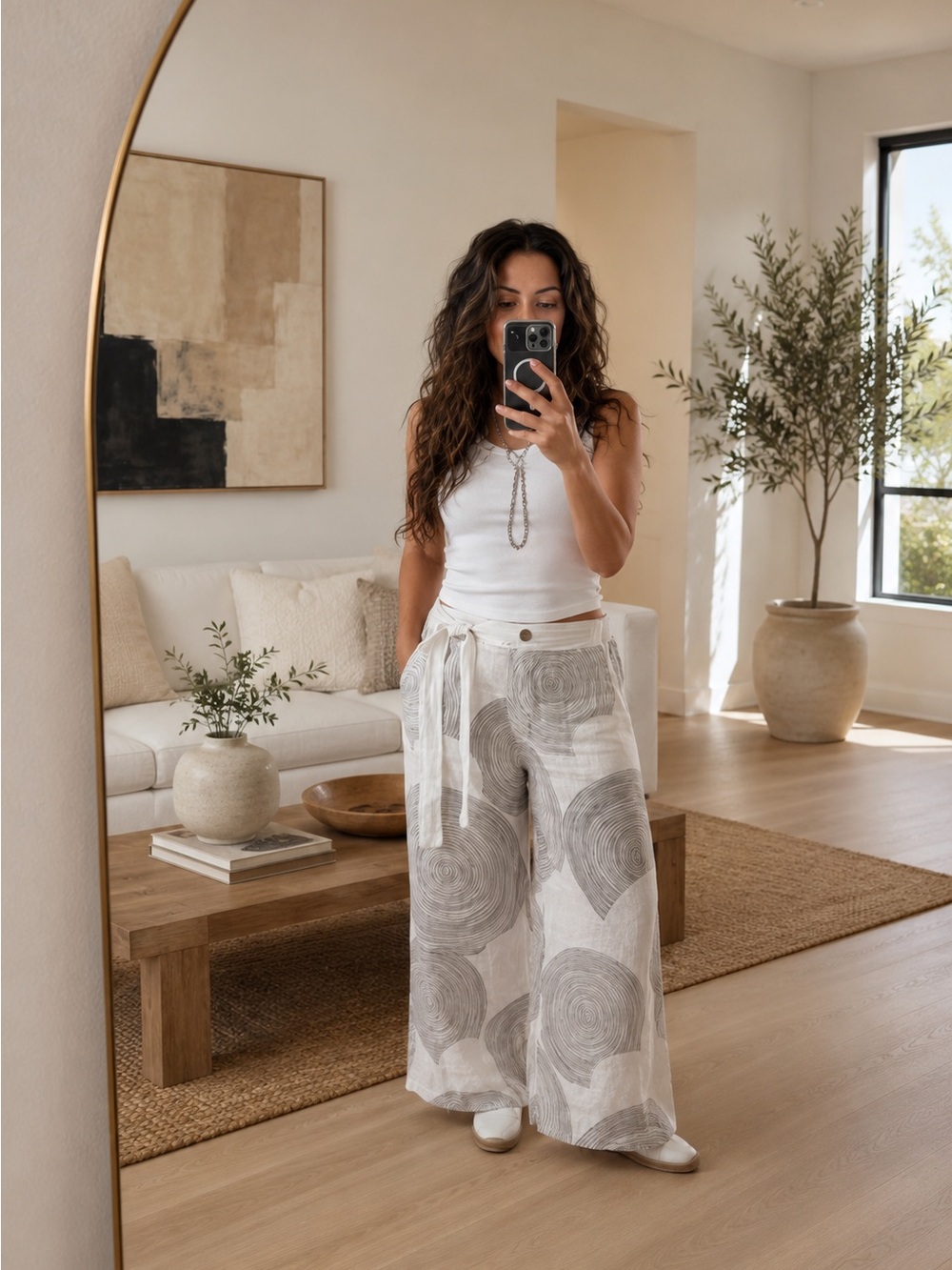 IT05. Made In Italy Coastal Breeze Linen Blend Wide-Leg Pants Light Gray